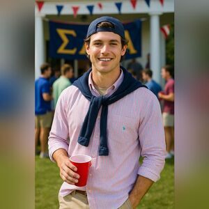 Aeropostale A87 Pink Blue Stripe Button Front Shirt XL Y2K Preppy 100% Cotton